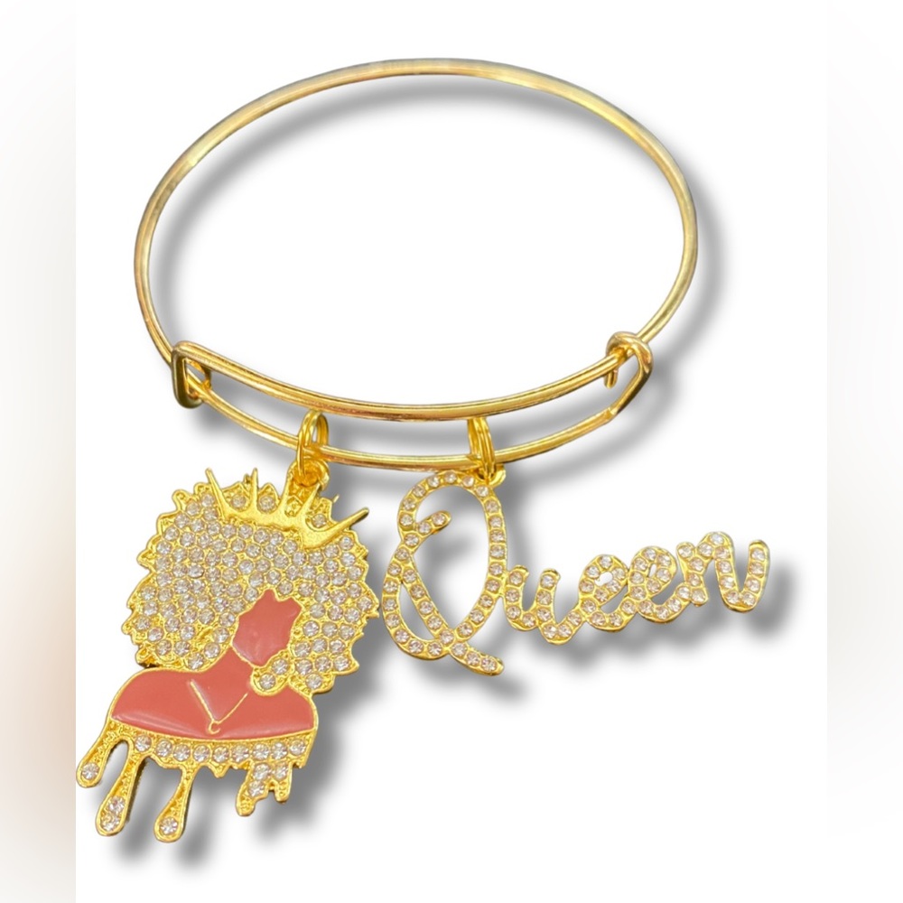 Custom “Queen” Charm Bangle Bracelet - Picture 3 of 3